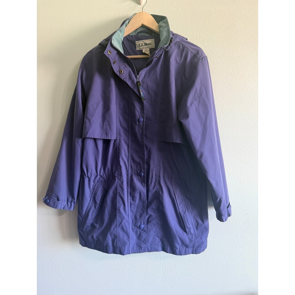 Vintage LL BEAN Purple Hooded Mesh Lined Windbreaker women Medium